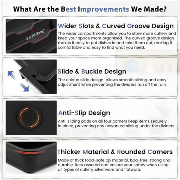 Expandable silverware drawer organizer large utensil flatware cutlery tray holde - Picture 4 of 8